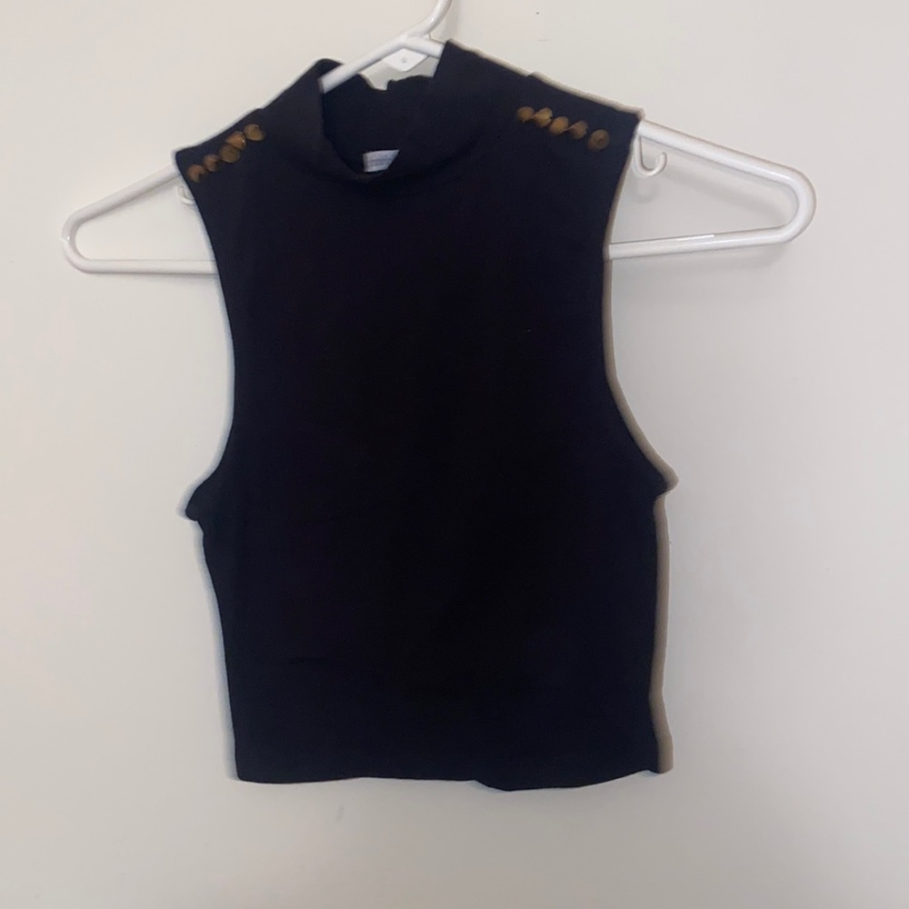 Crop top with studs on shoulder